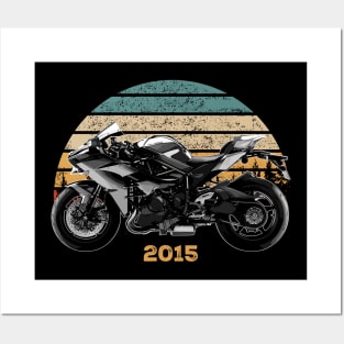 2015 Kawasaki Ninja H2 Vintage Motorcycle Design Posters and Art